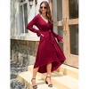 Coolmee Women Maternity V Neck Long Sleeve Waist Tie Irregular Hem Wrap Midi Dress For Photoshoot Baby Shower - 3 of 4
