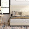 Taylor & Logan King 47" High Hilton Platform Bed Beige: Wingback Headboard, Faux Linen, Foam Padding, Wooden Slat Support - 3 of 4