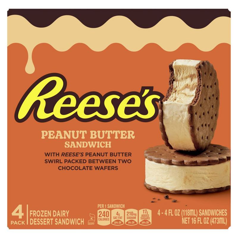 Klondike Reese&#39;s Peanut Butter Frozen Dairy Dessert Ice Cream Sandwich - 16oz/4ct, 3 of 9