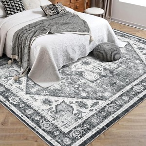 Whizmax Printed Vintage Area Rug, Non Slip Ultra Thin Low Pile Indoor Floor Carpet - 1 of 4