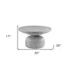 HomeRoots 30" Gray Cement Round Pedestal Coffee Table - 3 of 4