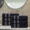 Zero Twist Cotton Ribbed Modern Geometric Border Hand Towel Set of 6 by Blue Nile Mills - 2 of 4
