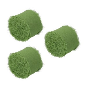 Unique Bargains DIY Crafts Party Gift Wrapping Fringe Chiffon Silk Ribbon 3 Rolls - 1 of 4