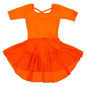 Leveret Girls Elbow Sleeve Skirt Leotard - 1 of 4
