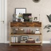 3 Tier Console Table with Drawers, Rustic Narrow Long Sofa Table with Storage Shelves, Behind Couch Accent Table for Entryway, Hallway, Living Room - 3 of 4