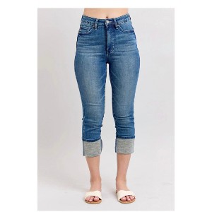 Women's Tummy Control Cuff Capri - Judy Blue - 1 of 2