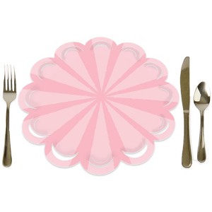 Big Dot of Happiness Pink Stripes - Simple Party Round Table Decorations - Paper Chargers - Place Setting For 12 - 1 of 4
