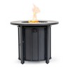 30" Propane Gas Fire Pit Table, 50,000 BTU Round Steel Fire Pit with Wood Grain Ceramic Tabletop for Patio, Deck, Garden, Backyard, Black-- Frevyn - 2 of 4