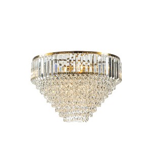 ALOADECOR  5 Lights 20" Modern Glam Antique Gold Crystal Tiered Flush Mount Luxury Ceiling Light  For Dining Room & Bedroom  & Entryway - 1 of 4