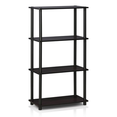 Dark Walnut 4-Tier Wooden Ladder Bookshelf