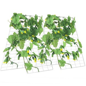 VEVOR Cucumber Trellis for Climbing Plants, 35" x 55" Foldable Cucumber Trellis Set with Plant Clips, Metal Garden Trellis for Raised Bed - 1 of 4