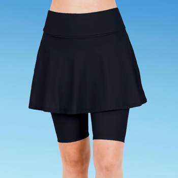 Calypsa Women's Flared Mid-Thigh Swim Skirt With Bike Shorts