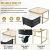 KTMBDW Nesting Coffee Table Set of 2, Square Coffee Table Tempered Glass Top with Wheels and Drawers, End Table Side Tables for Living Room Bedroom - 3 of 4