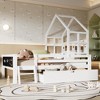 APRILSOUL White Twin Size House Bed with Ladder and Storage Drawers for Kid Bedroom, Solid Wood Platfrom Bedframe with 2 Blackboard Design - 2 of 4