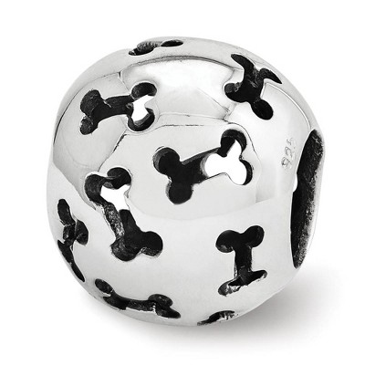 Black Bow Jewelry Sterling Silver Cutout Dog Bone Bead Charm