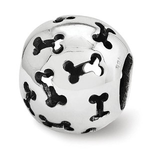 Black Bow Jewelry Sterling Silver Cutout Dog Bone Bead Charm - 1 of 3