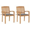 vidaXL Garden Chair Set of 2 Teak wood Solid Teak Wood Medium - 2 of 4