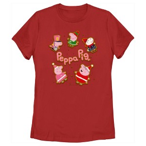 Women's Peppa Pig Christmas Gingerbread Cookie Characters T-Shirt - 1 of 4