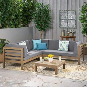 Maggift Patio Seating Sets Outdoor, Featuring Unique Design, Ideal for Chats, Perfect for Gardens, Living Spaces, Gray, 88.5"*88.5"*26.5" - 1 of 4
