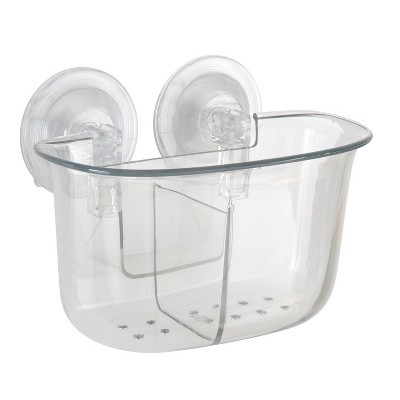 Clear Power Lock Suction Organizer with 2 Compartments - Bath Bliss