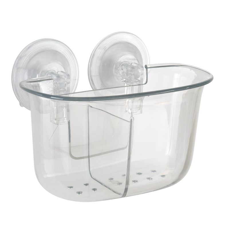 Clear Power Lock Suction Organizer with 2 Compartments - Bath Bliss, 1 of 5
