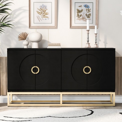 Bella Depot 59.8" Four-Door Sideboard Cabinet with Adjustable Shelves - Black - image 1 of 4