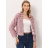 Allegra K Women's Winter Warm Cropped Collarless Faux Fur Fluffy Jacket - 2 of 4