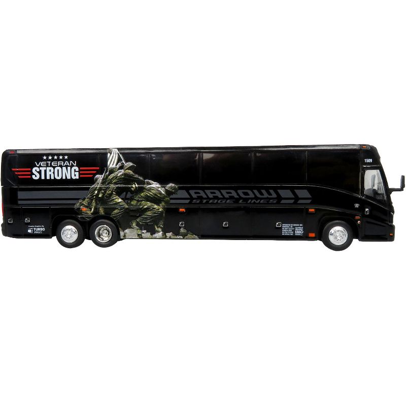 MCI J4500 Coach Bus "Arrow Stage Lines - Veteran Strong" Black Limited Ed to 504 pcs 1/87 (HO) Diecast Model by Iconic Replicas, 2 of 4