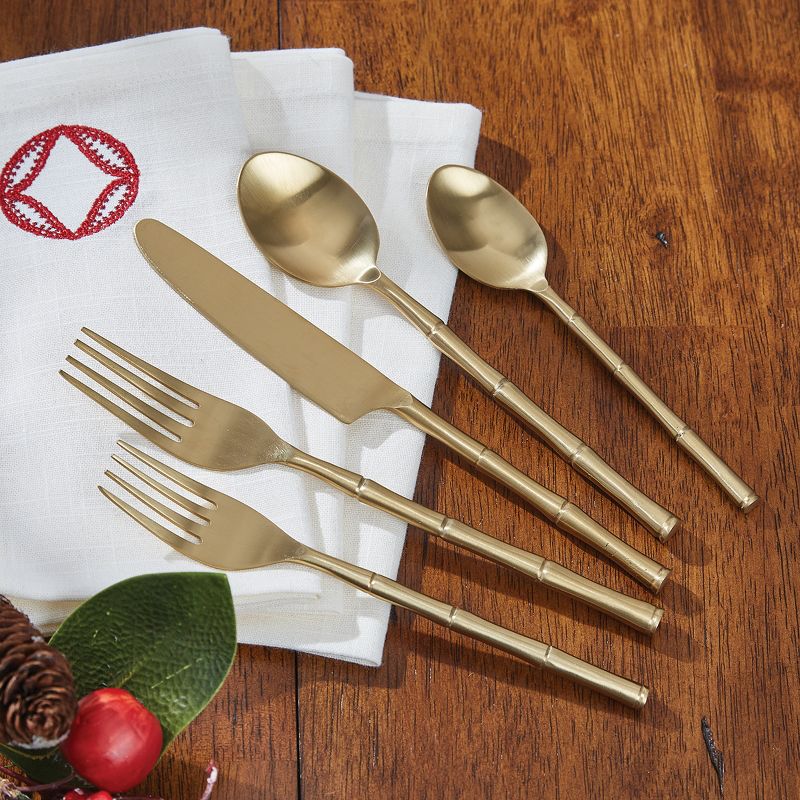 Park Designs Gold Bamboo Flatware Five Piece Place Setting, 2 of 4