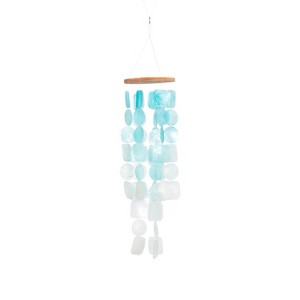 Coastal Capiz Shell Abstract Windchime Blue - Olivia & May - 1 of 4