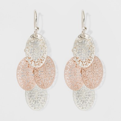 Filigree Chandelier Drop Earrings - A New Day™ Silver/Rose Gold