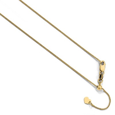 Black Bow Jewelry 0.8mm 10k Yellow Gold Adjustable Wheat Chain Necklace