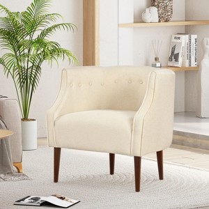 PAGED Contemporary Accent Chair with Button Tufting, Upholstered Reading Chair with Tapered Birch Wood Legs for Living Room, Bedroom - 1 of 4