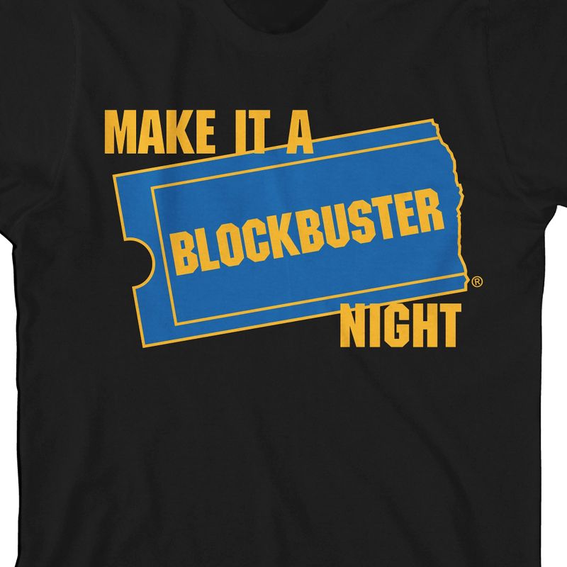 Bioworld Blockbuster "Make It a Blockbuster Night" Youth Black Short Sleeve Crew Neck Tee, 2 of 4