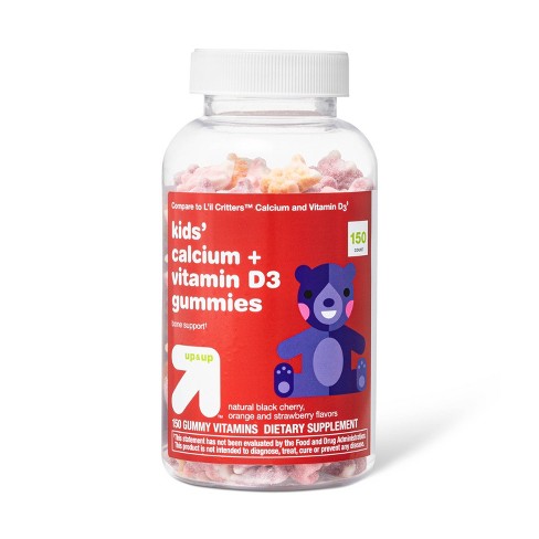 Kids' Calcium + Vitamin D3 Gummies - Black Cherry, Orange & Strawberry - 150ct - up & up™ - image 1 of 3
