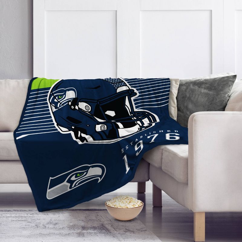 NFL Seattle Seahawks Helmet Stripes Flannel Fleece Blanket, 2 of 4