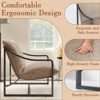 Set of 2 Sling Accent Chairs, Metal Frame Lounge Reading Chairs with Soft Cushions, Modern Comfy Armchairs for Living Room or Bedroom, Oatmeal - 3 of 4