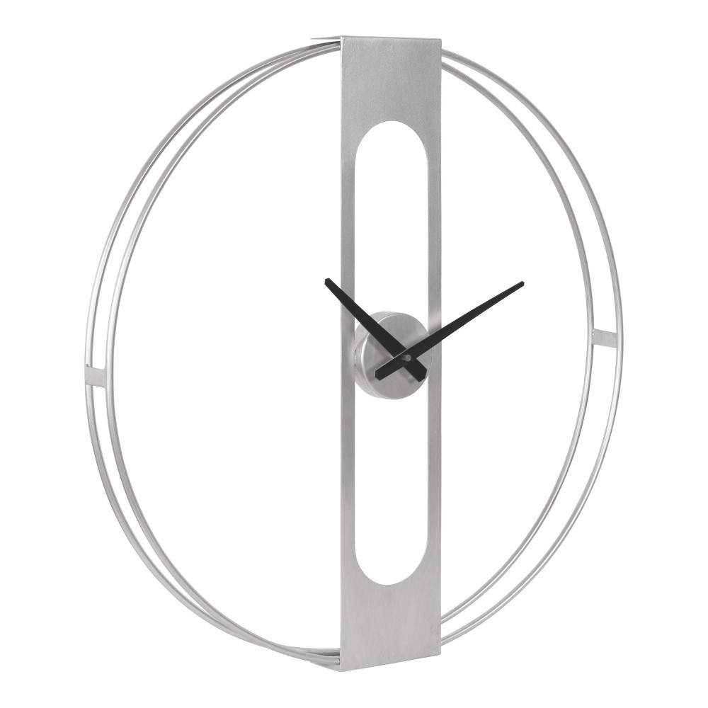 Photos - Wall Clock 22" x 22" Urgo Numberless Metal  Silver - Kate & Laurel All Thin