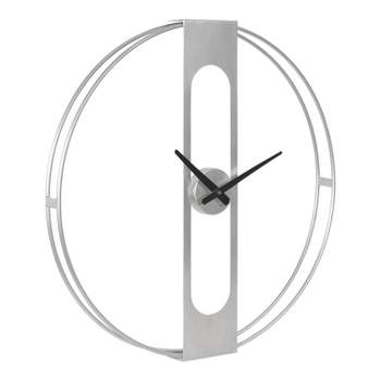 22" x 22" Urgo Numberless Metal Wall Clock Silver - Kate & Laurel All Things Decor
