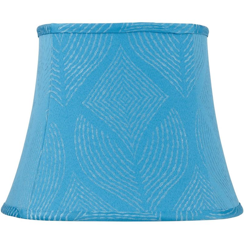 Springcrest Square Lamp Shade Crowsnest Blue Medium 10" Top x 14" Bottom x 11" High Spider Replacement Harp and Finial Fitting, 1 of 10