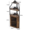5-Tier Corner Bar Cabinet with Glass Holder & Barn Door, Farmhouse Liquor Storage with Adjustable Shelf for Kitchen, Dining Room, Home Bar, Retro - 2 of 4