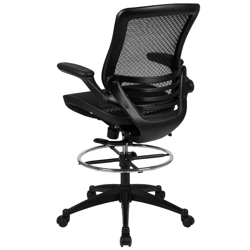 Flash Furniture Mid-Back Transparent Mesh Drafting Chair with Flip-Up Arms, 4 of 18