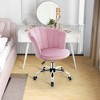 Costway Velvet Petal Shell Office Chair Adjustable Swivel Accent Vanity Armchair Yellow\Blue\Grey\Pink - 2 of 4