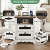 Farmhouse Nightstand with Charging Station, 18-Inch Rustic Wood End Table with 2 Drawers and Open Storage Shelf - 4 of 4