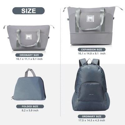 Vynxaria 5-Piece Grey Luggage Set 20"/24"/28" Expandable Suitcases + Duffel Bag + Foldable Backpack 360¡ã Spinner Wheels TSA Lock