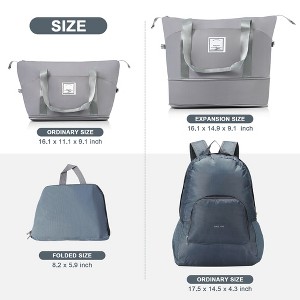Vynxaria 5-Piece Grey Luggage Set 20"/24"/28" Expandable Suitcases + Duffel Bag + Foldable Backpack 360¡ã Spinner Wheels TSA Lock - 1 of 4