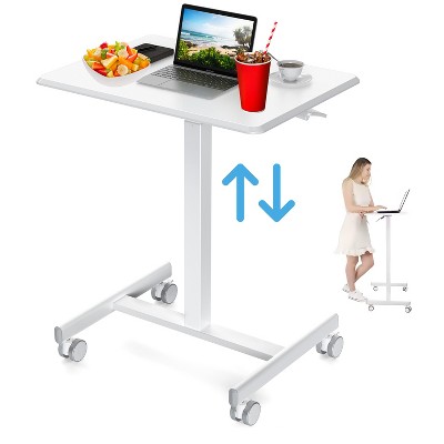 Musment Small Mobile Standing Desk, Portable Rolling Laptop Cart with Adjustable Height and Wheels, Computer Table for Home Office