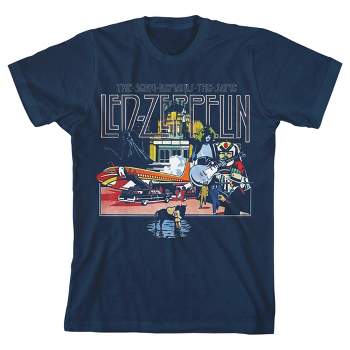 Led Zeppelin The Song Remains The Same Album Art Crew Neck Short Sleeve navy Blue Youth T-shirt
