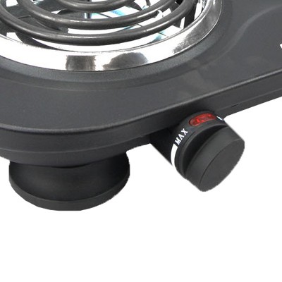Black Dual Burner Electric Hot Plate with Adjustable Thermostats