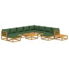 vidaXL Patio Furniture Set – 12 Piece Wooden Lounge Set with Green Cushions – Garden/Patio/Outdoor Modular Seating Arrangement - 3 of 4